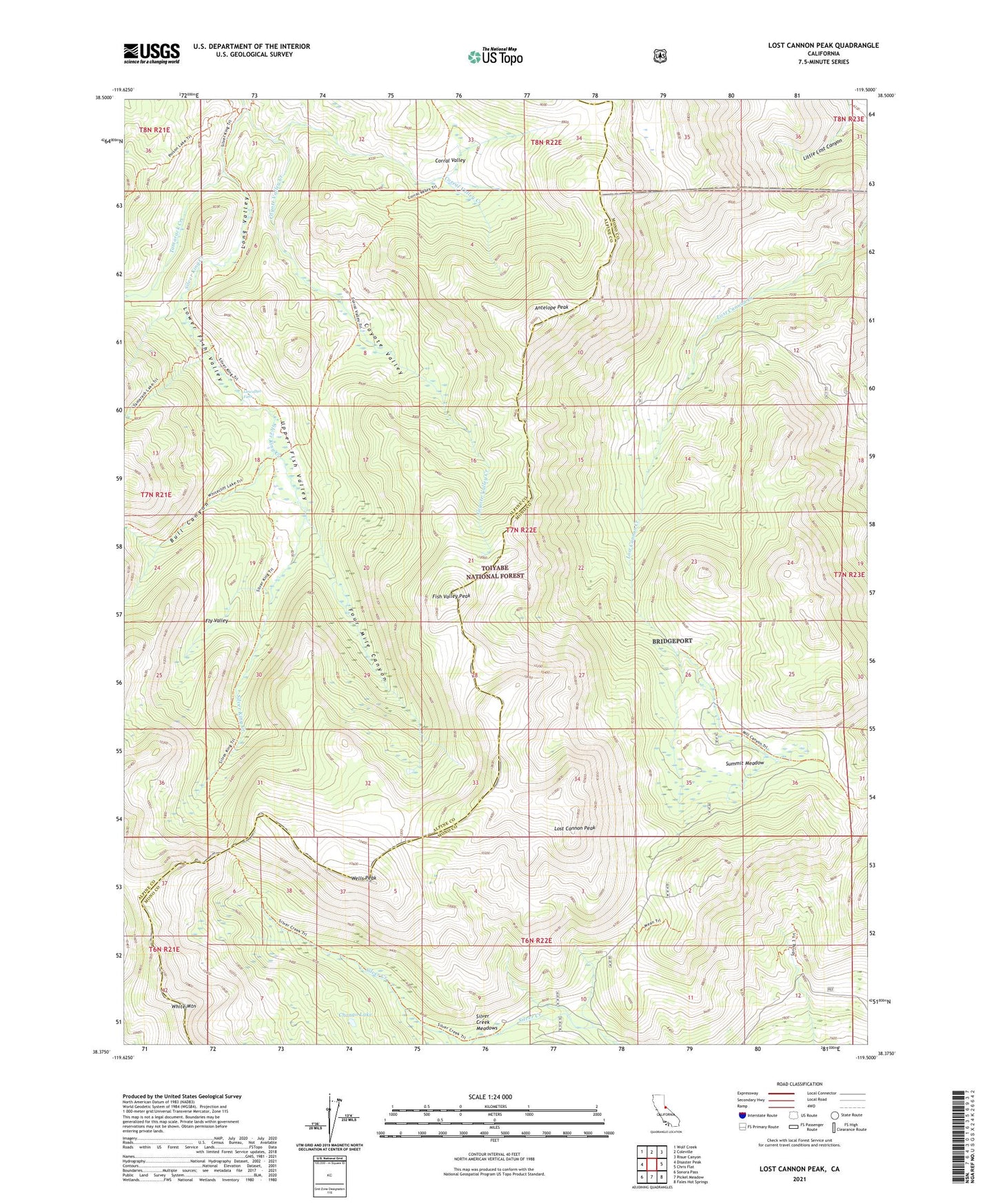 Lost Cannon Peak California US Topo Map Image