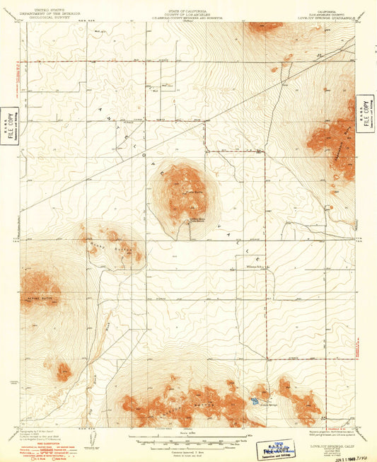 Classic USGS Lovejoy Springs California 7.5'x7.5' Topo Map Image