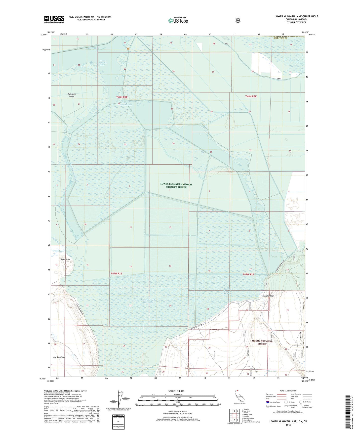 Lower Klamath Lake California US Topo Map Image