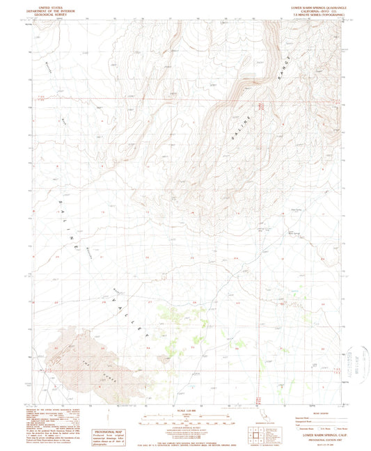 Classic USGS Lower Warm Springs California 7.5'x7.5' Topo Map Image