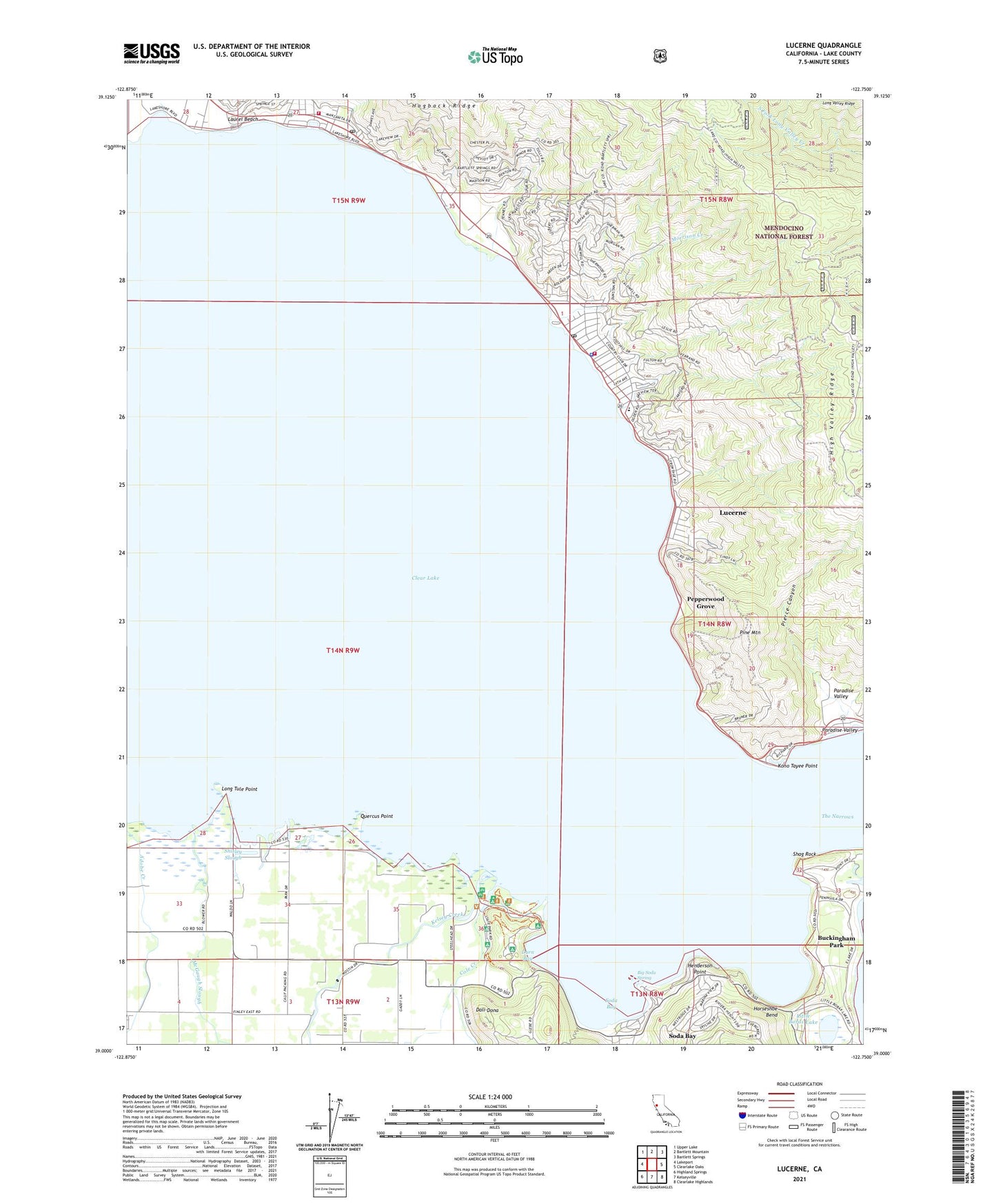 Lucerne California US Topo Map Image