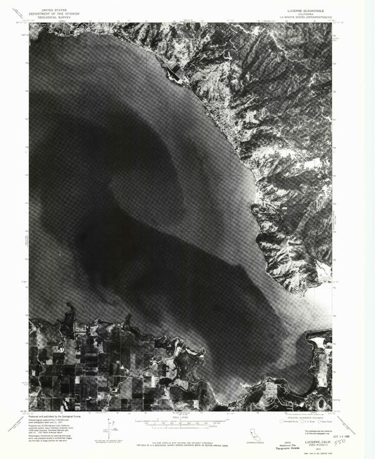 Classic USGS Lucerne California 7.5'x7.5' Topo Map Image