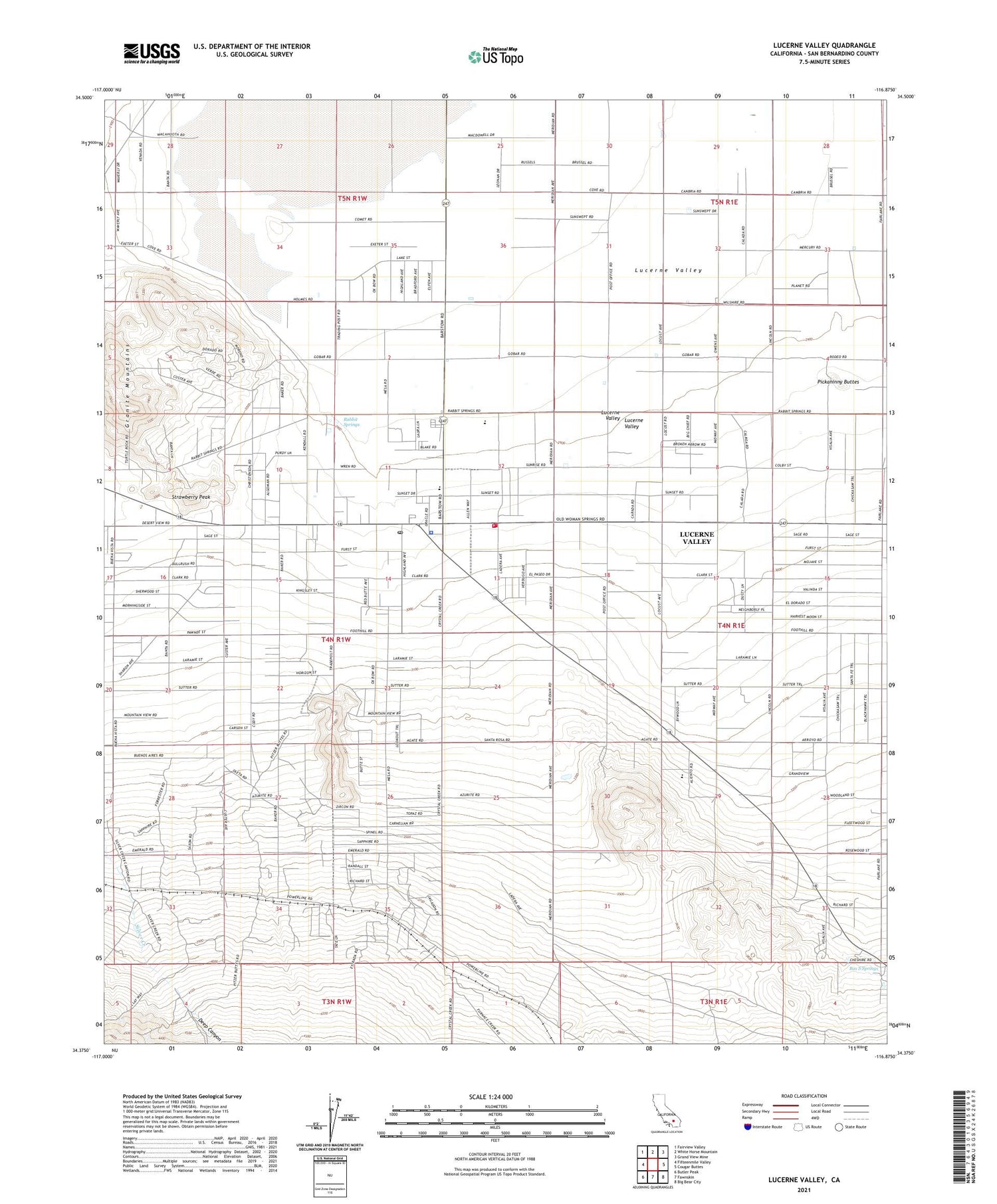 Lucerne Valley California US Topo Map Image