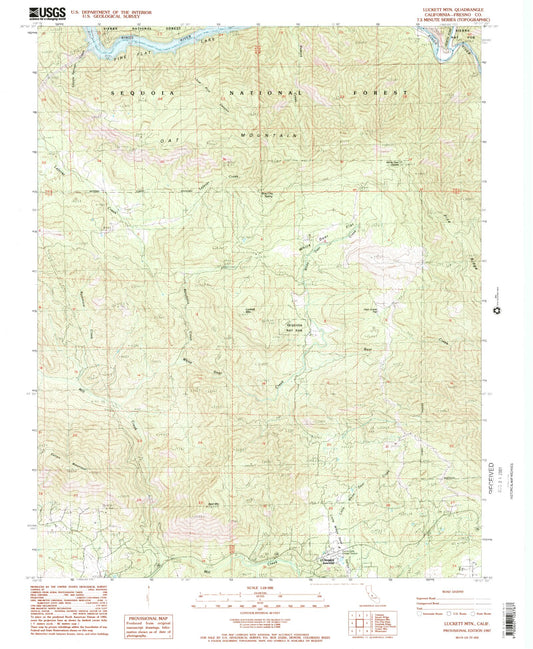 Classic USGS Luckett Mountain California 7.5'x7.5' Topo Map Image