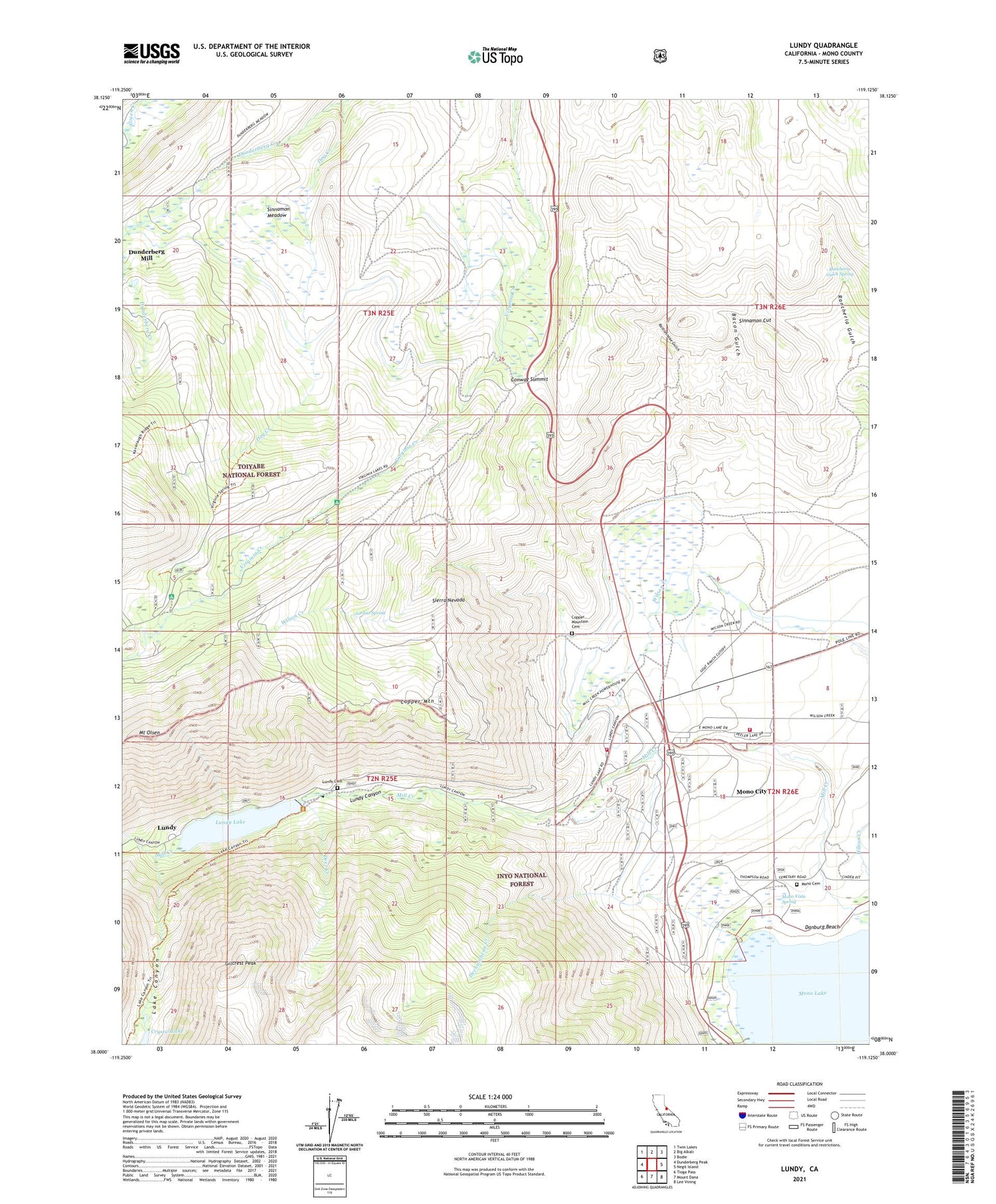 Lundy California US Topo Map Image