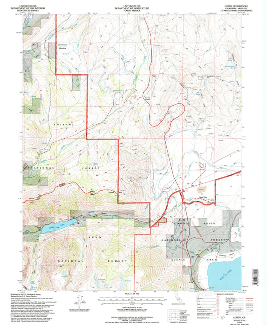 Classic USGS Lundy California 7.5'x7.5' Topo Map Image