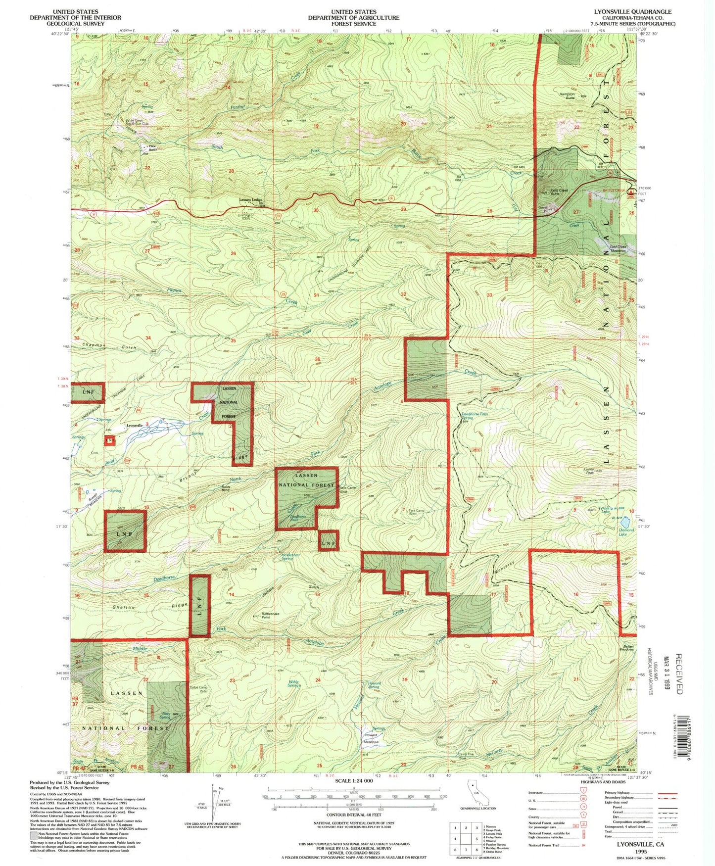 Classic USGS Lyonsville California 7.5'x7.5' Topo Map Image