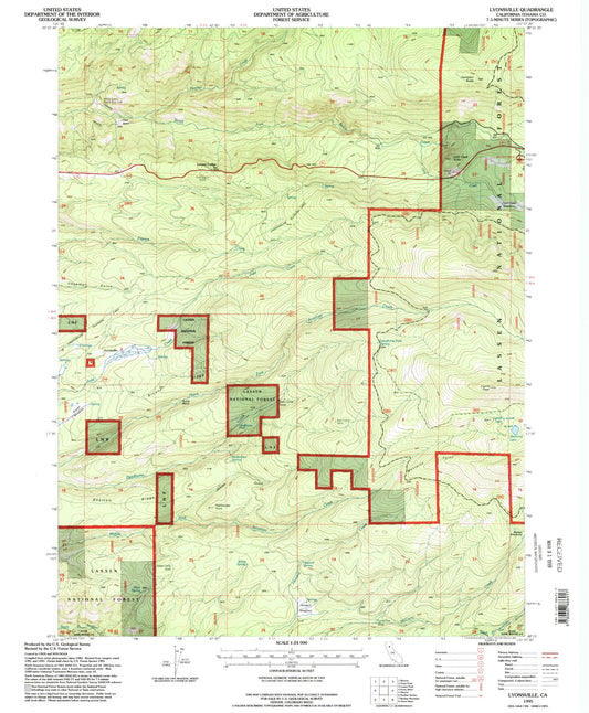 Classic USGS Lyonsville California 7.5'x7.5' Topo Map Image