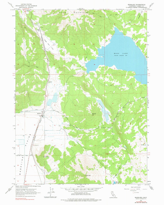 Classic USGS Madeline California 7.5'x7.5' Topo Map Image