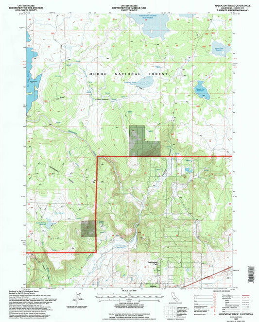 Classic USGS Mahogany Ridge California 7.5'x7.5' Topo Map Image