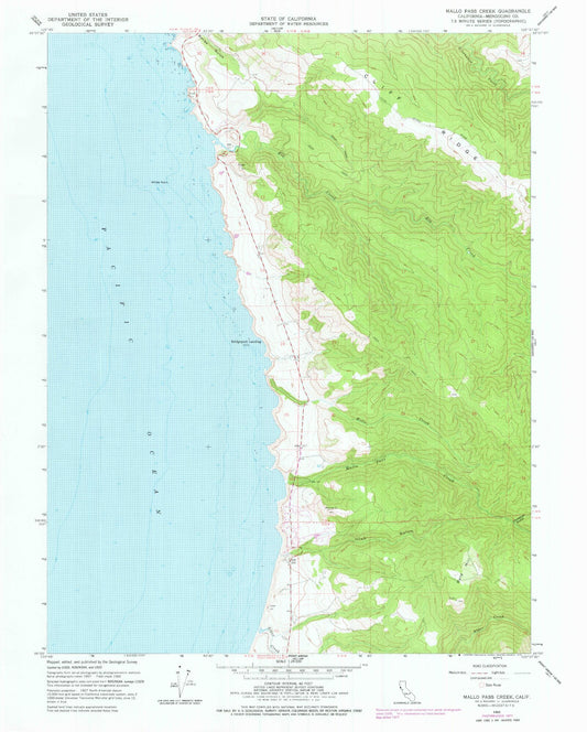 Classic USGS Mallo Pass Creek California 7.5'x7.5' Topo Map Image