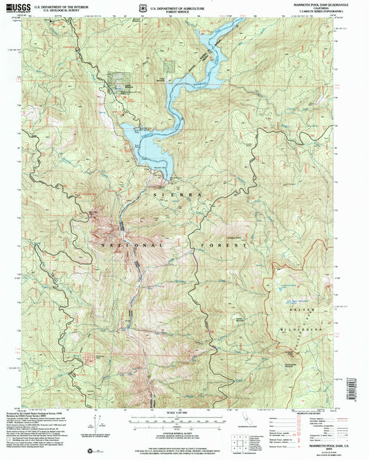 Classic USGS Mammoth Pool Dam California 7.5'x7.5' Topo Map Image