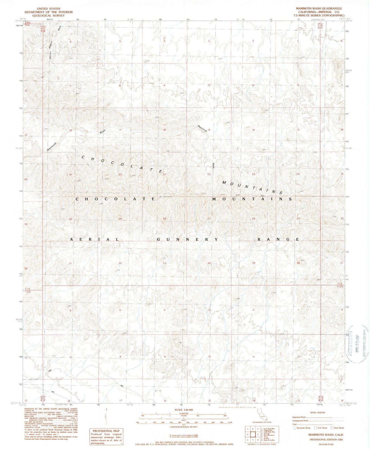 Classic USGS Mammoth Wash California 7.5'x7.5' Topo Map Image