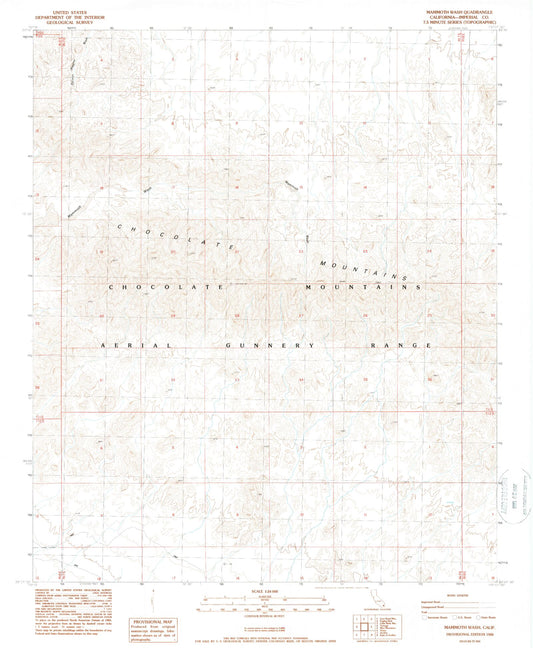 Classic USGS Mammoth Wash California 7.5'x7.5' Topo Map Image