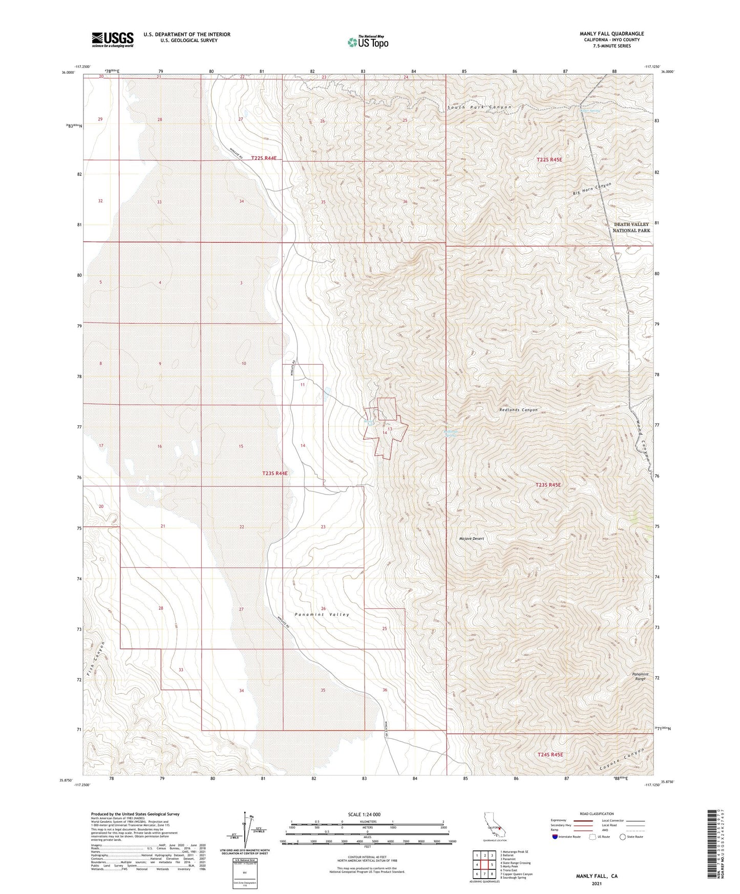 Manly Fall California US Topo Map Image