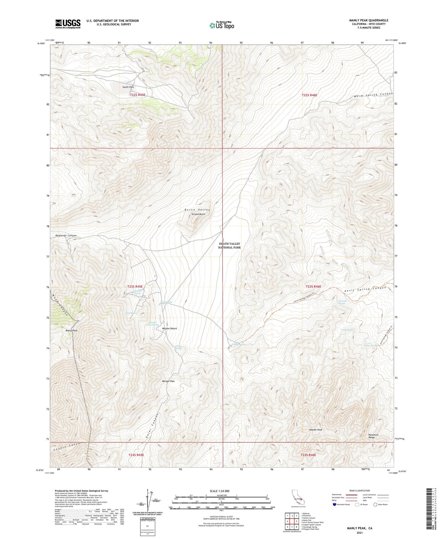Manly Peak California US Topo Map Image