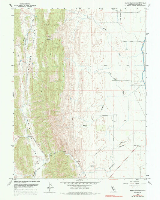 Classic USGS Manor Slough California 7.5'x7.5' Topo Map Image