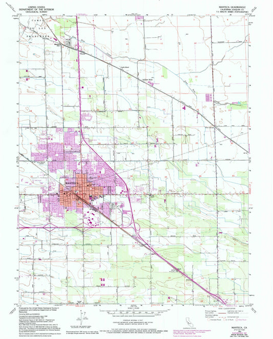 Classic USGS Manteca California 7.5'x7.5' Topo Map Image