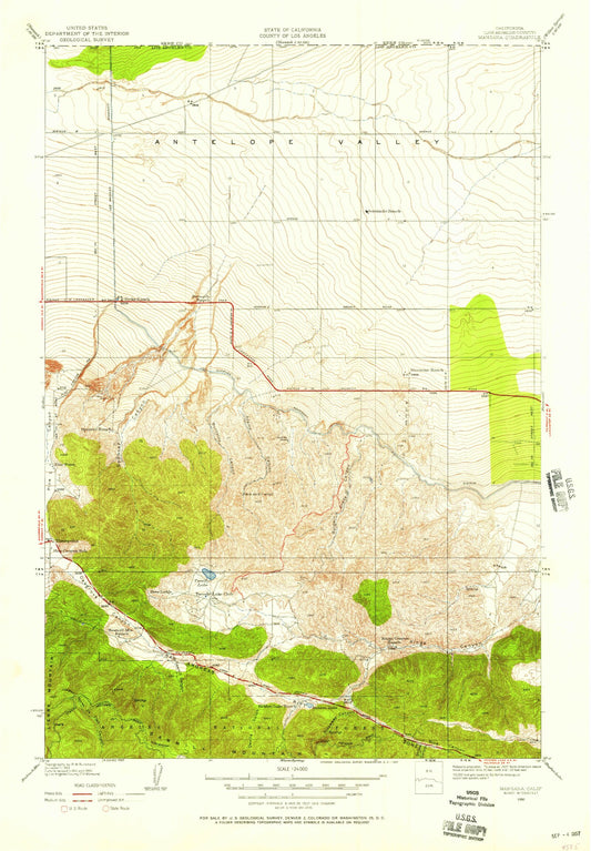 Classic USGS Manzana California 7.5'x7.5' Topo Map Image