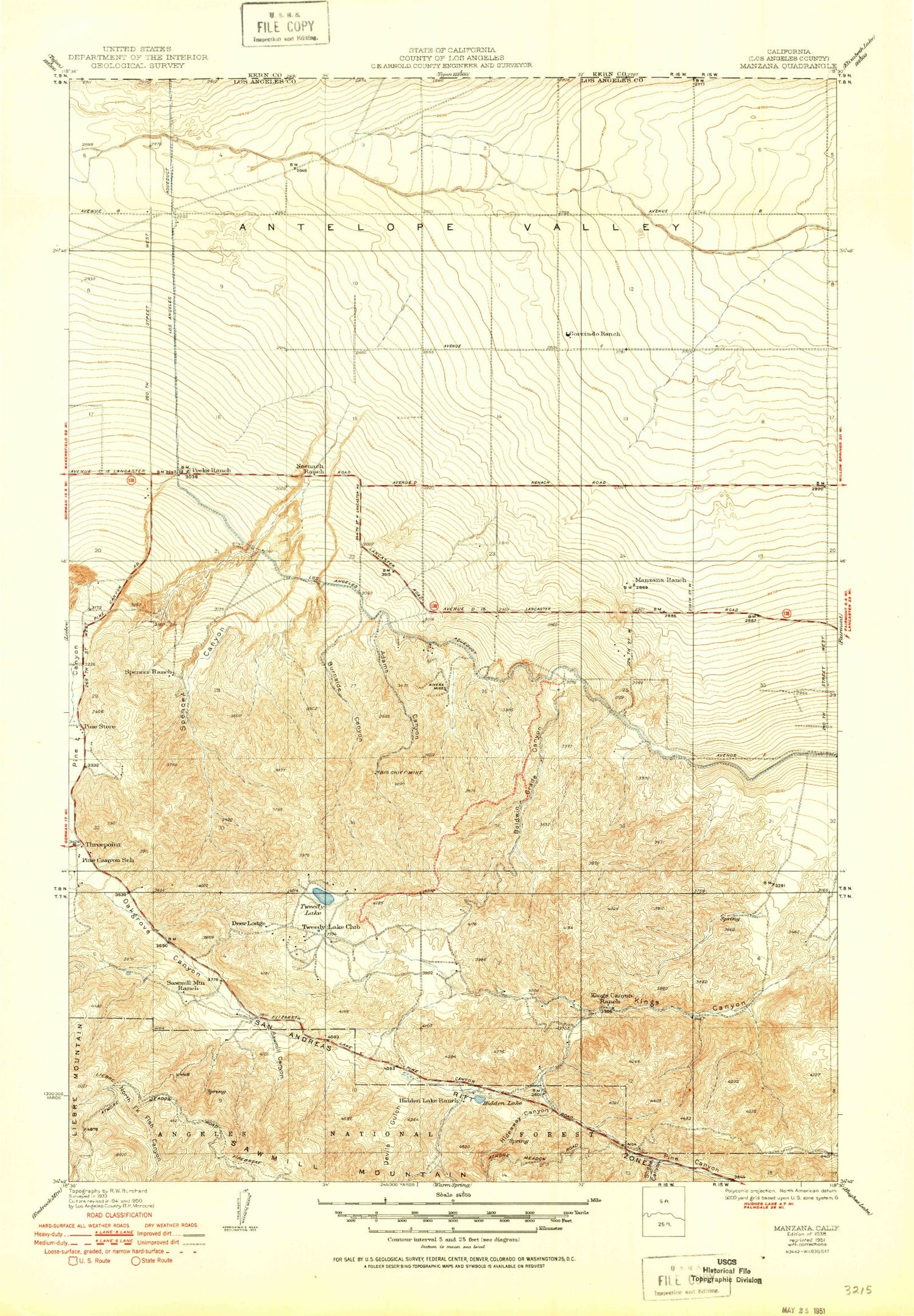Classic USGS Manzana California 7.5'x7.5' Topo Map Image