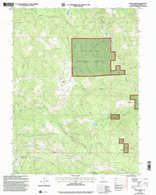 Classic USGS Maple Creek California 7.5'x7.5' Topo Map Image