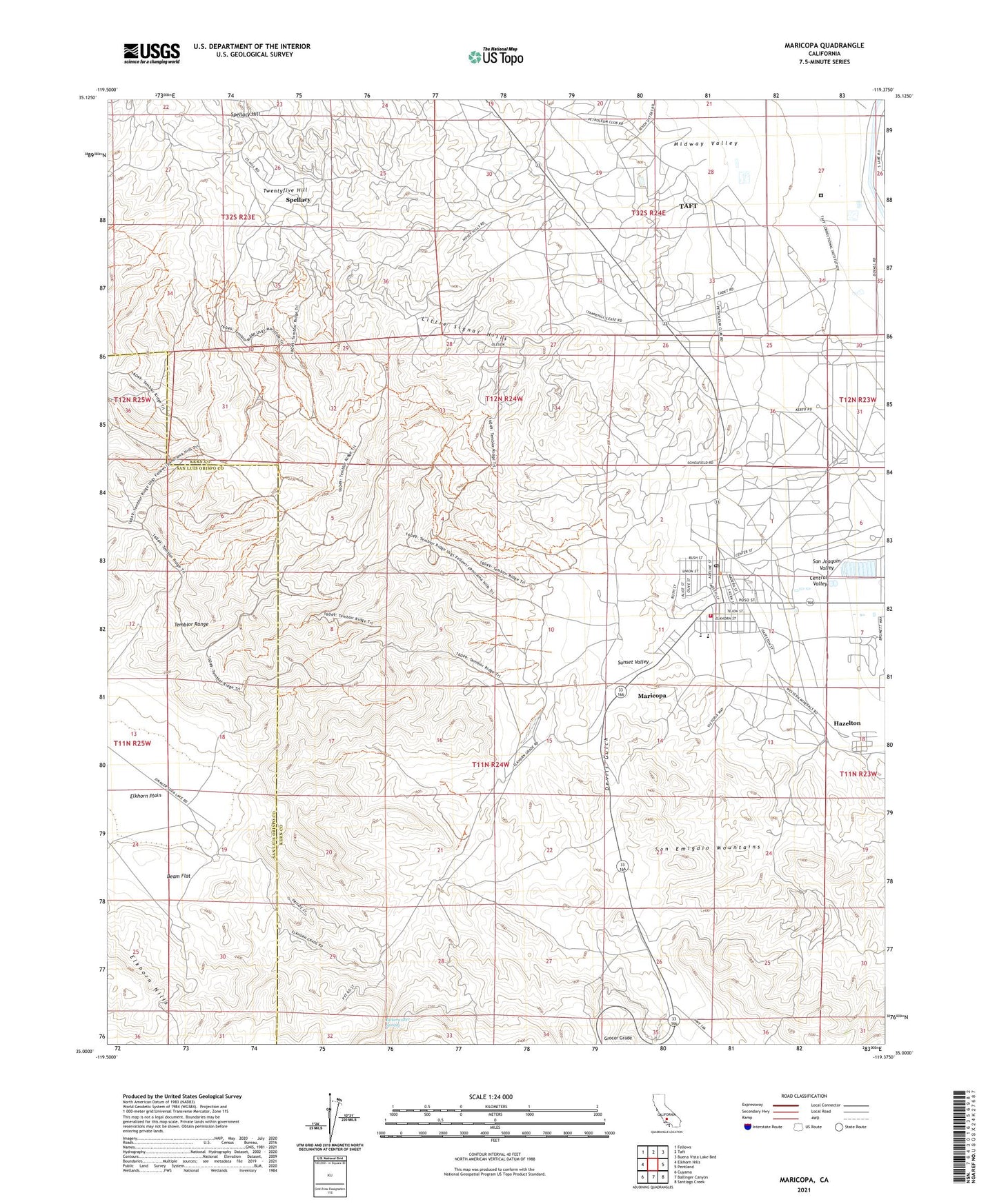 Maricopa California US Topo Map Image