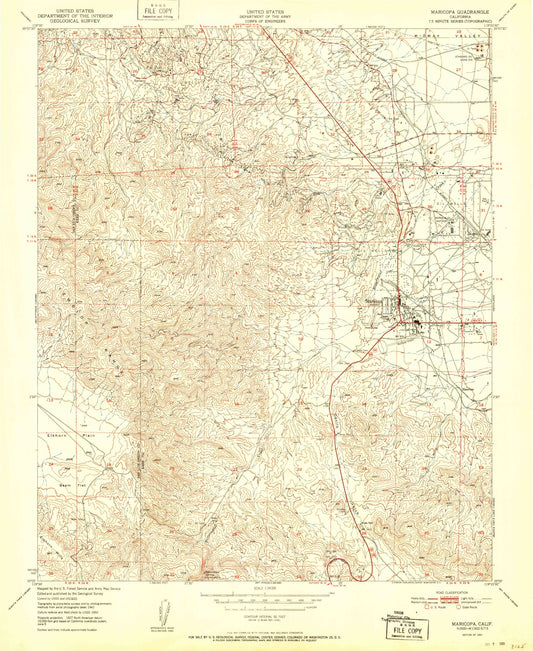 Classic USGS Maricopa California 7.5'x7.5' Topo Map Image