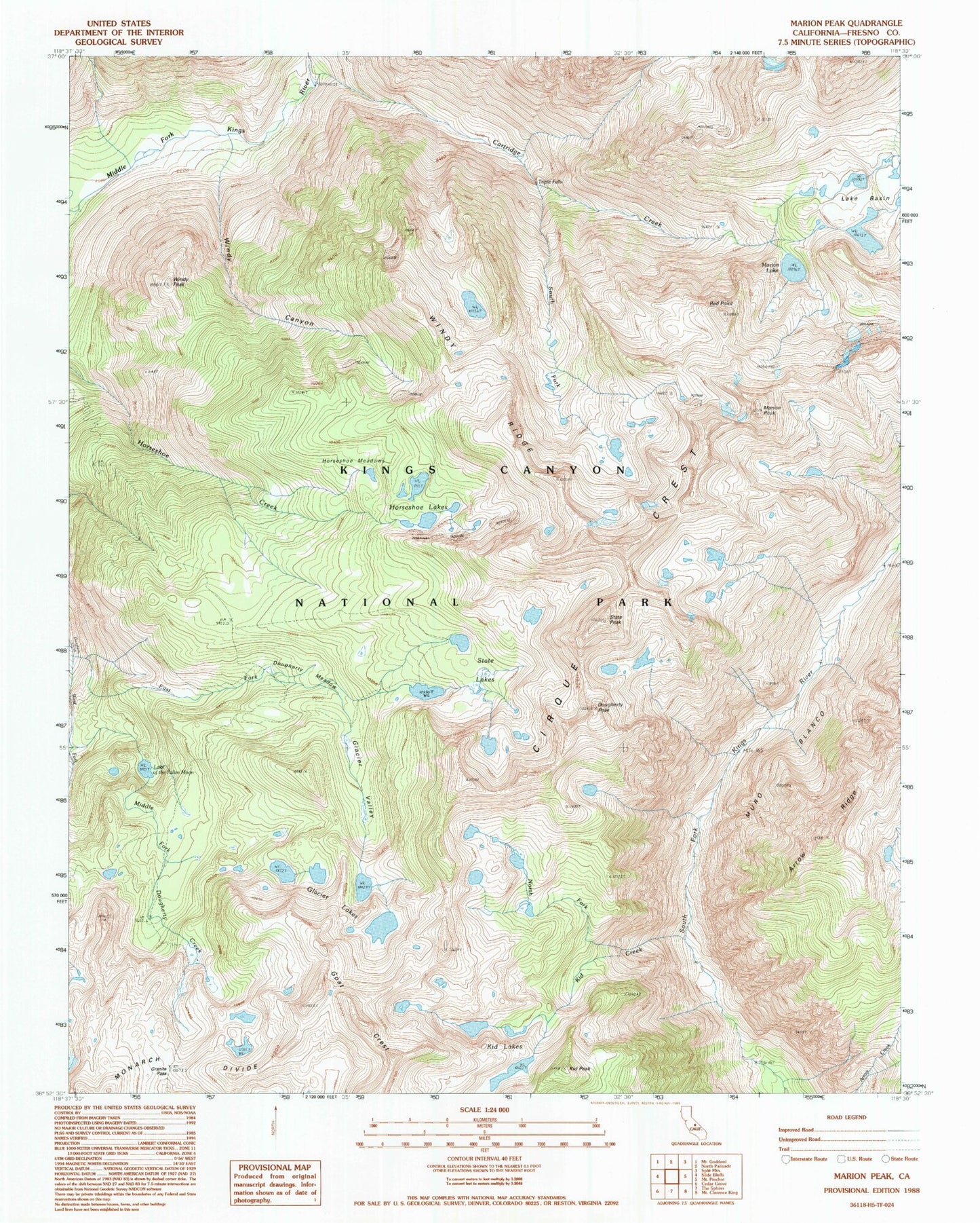 USGS Classic Marion Peak California 7.5'x7.5' Topo Map Image