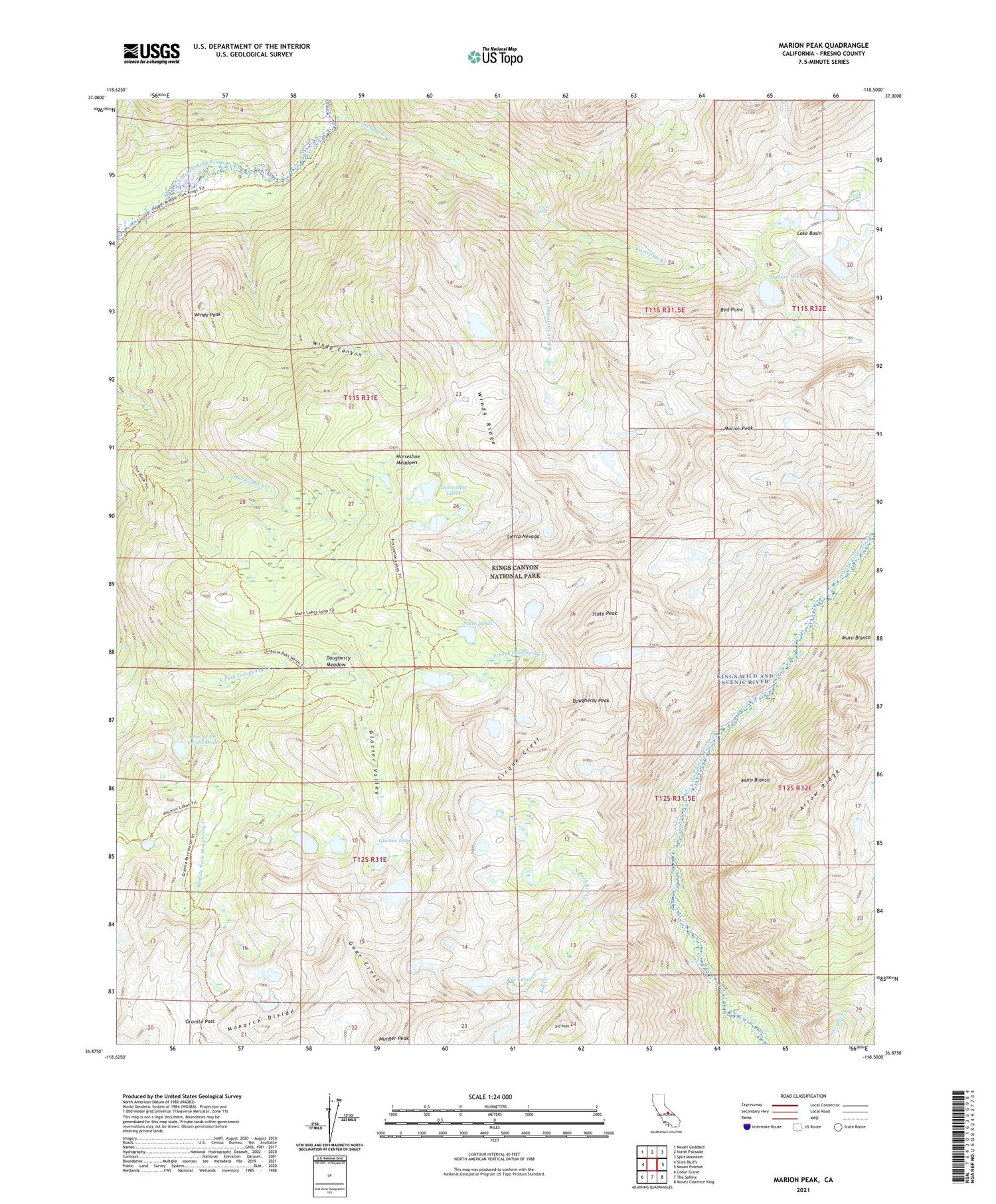 Marion Peak California US Topo Map Image