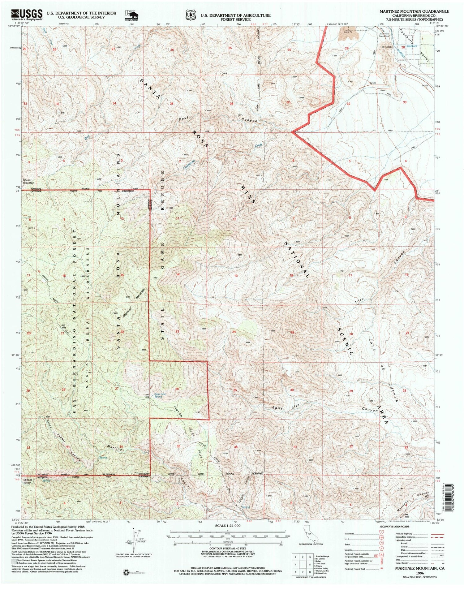 Classic USGS Martinez Mountain California 7.5'x7.5' Topo Map Image