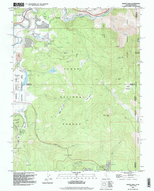 Classic USGS Martis Peak California 7.5'x7.5' Topo Map Image