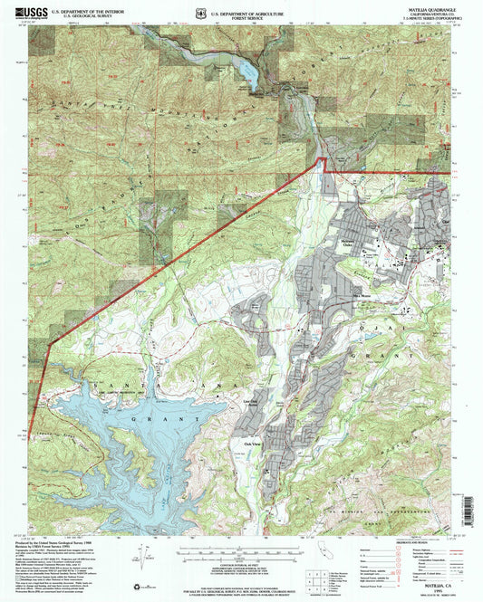 Classic USGS Matilija California 7.5'x7.5' Topo Map Image
