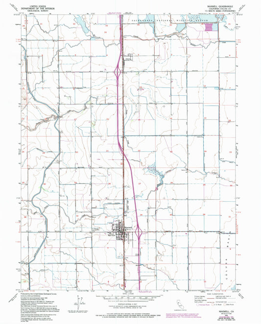 Classic USGS Maxwell California 7.5'x7.5' Topo Map Image