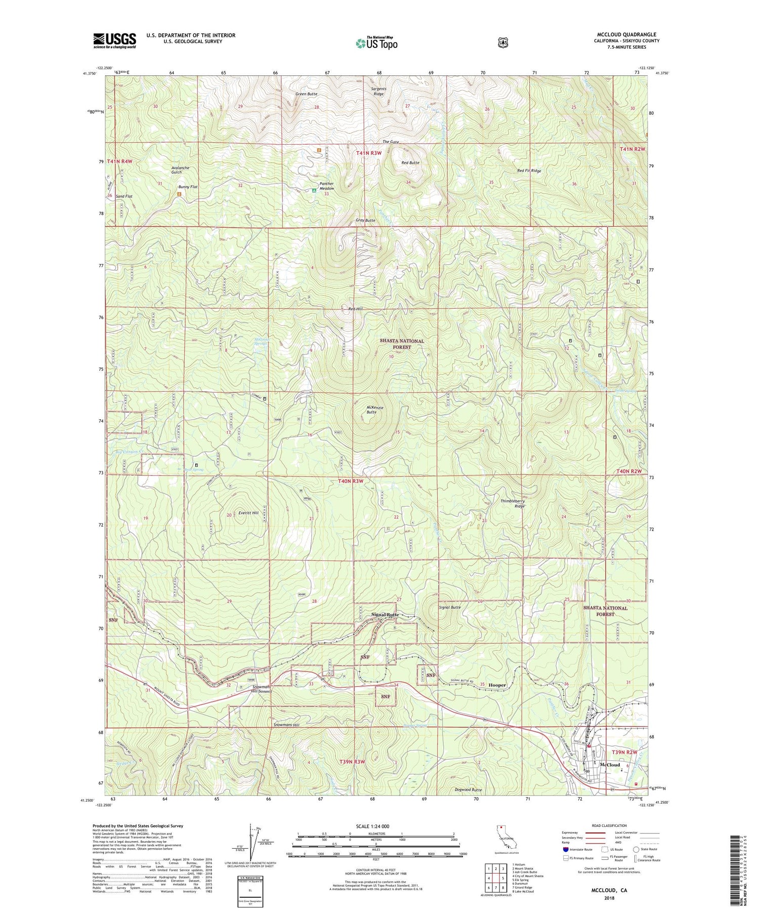 McCloud California US Topo Map Image