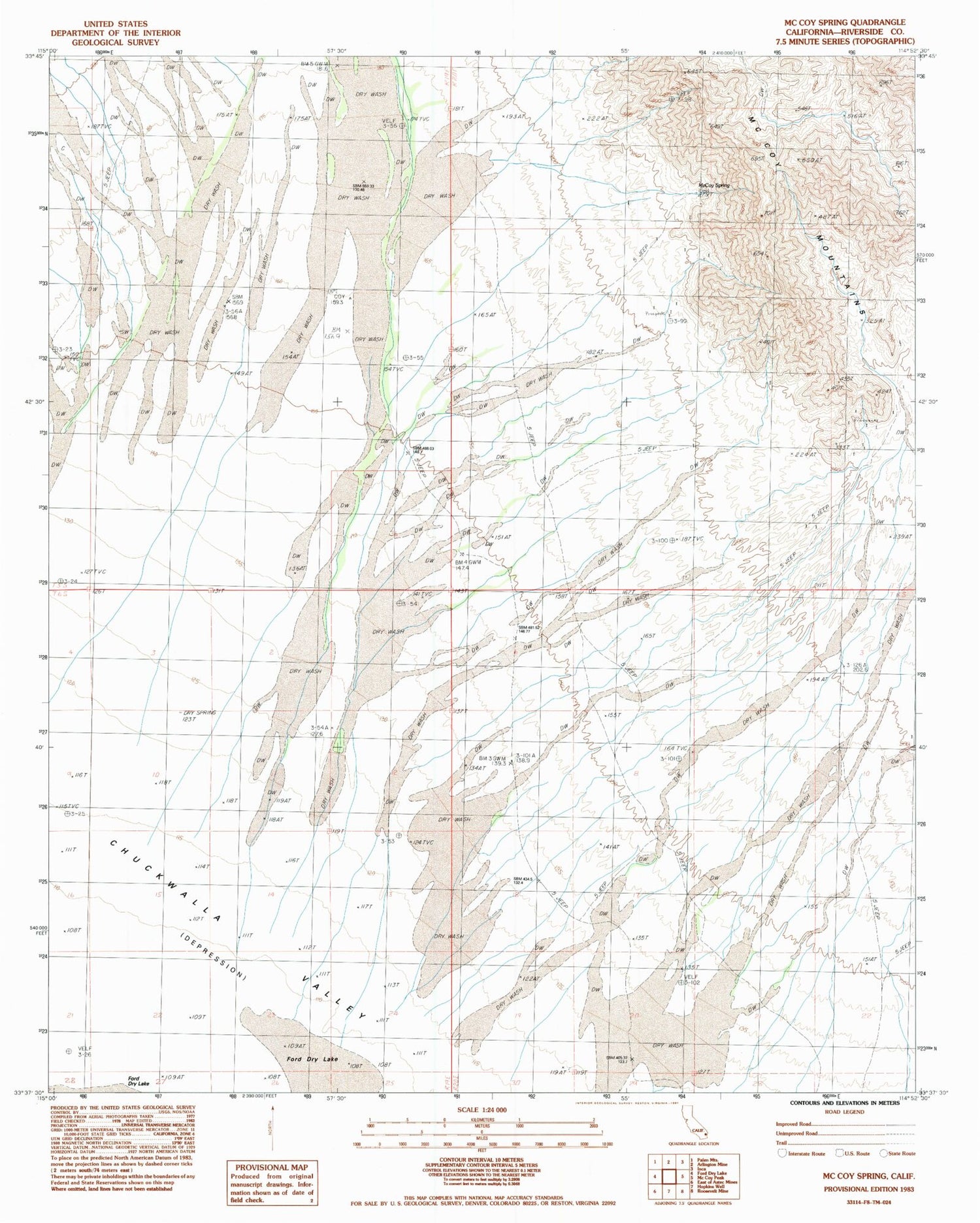 Classic USGS McCoy Spring California 7.5'x7.5' Topo Map Image