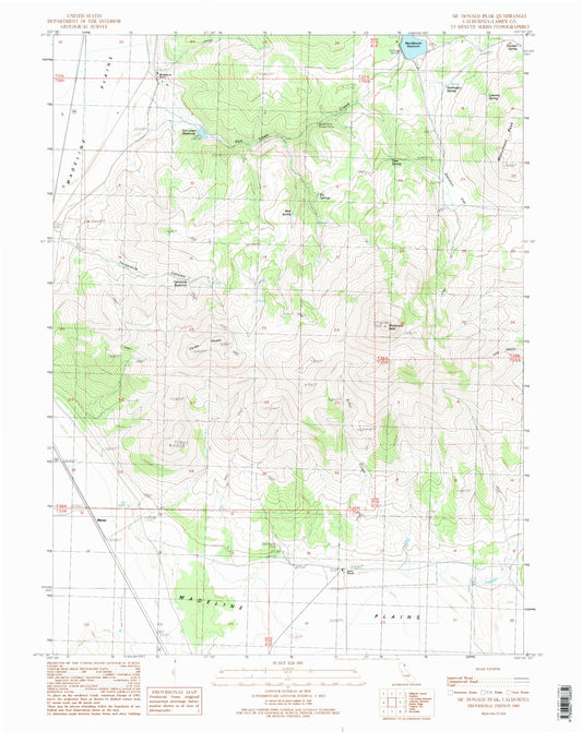 Classic USGS McDonald Peak California 7.5'x7.5' Topo Map Image