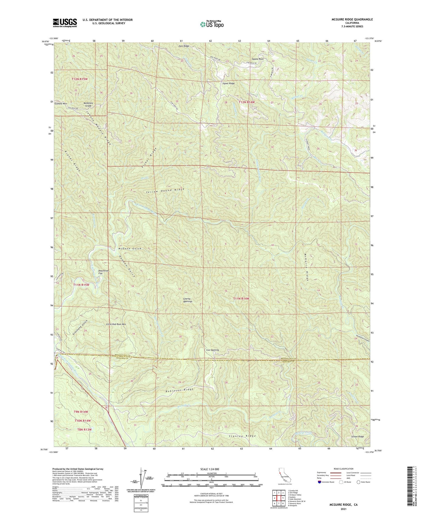McGuire Ridge California US Topo Map Image