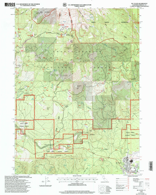Classic USGS McCloud California 7.5'x7.5' Topo Map Image