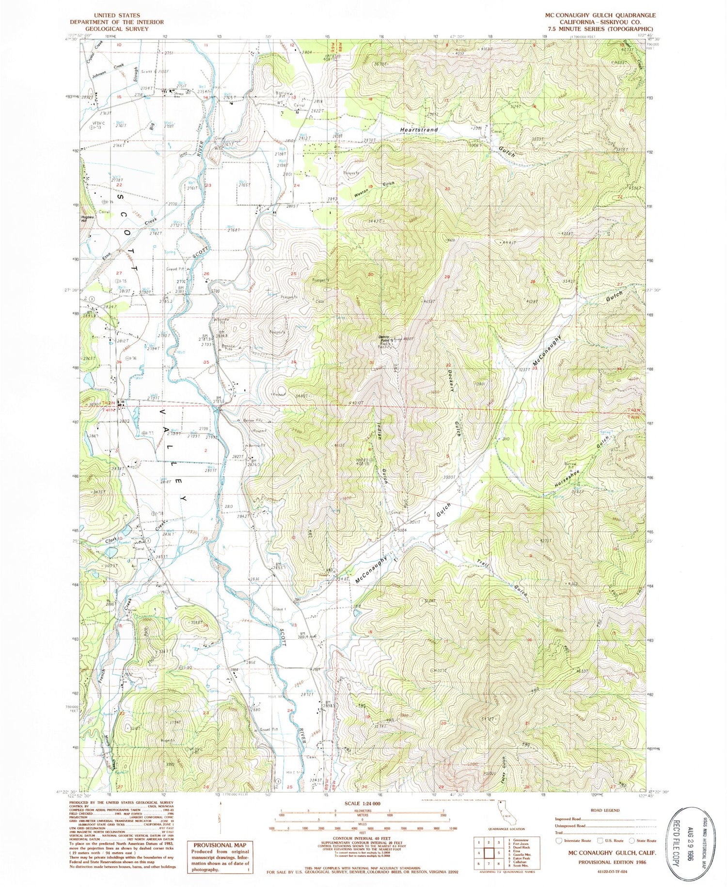 Classic USGS McConaughy Gulch California 7.5'x7.5' Topo Map Image