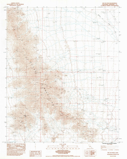 Classic USGS McCoy Peak California 7.5'x7.5' Topo Map Image