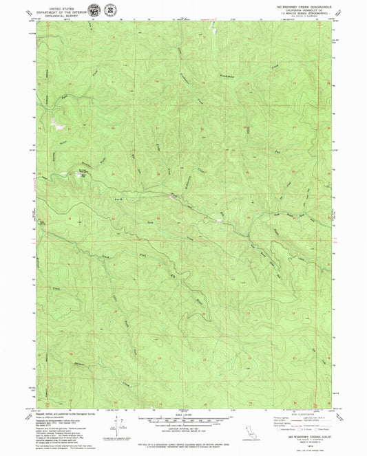 Classic USGS McWhinney Creek California 7.5'x7.5' Topo Map Image