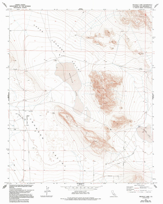Classic USGS Melville Lake California 7.5'x7.5' Topo Map Image