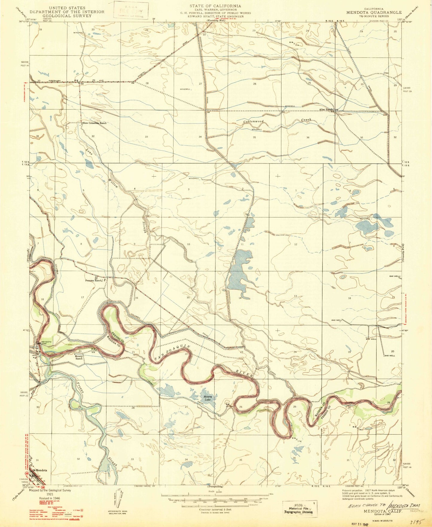 Classic USGS Mendota Dam California 7.5'x7.5' Topo Map – MyTopo Map Store