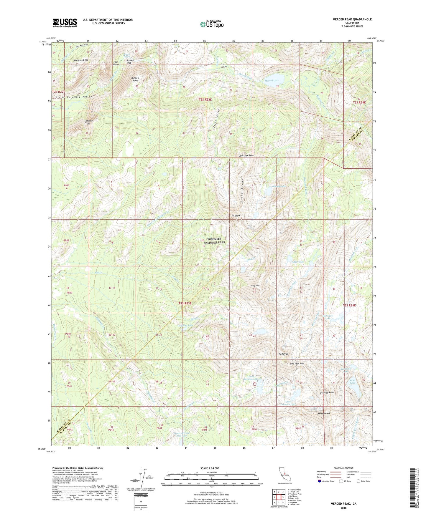 Merced Peak California US Topo Map Image