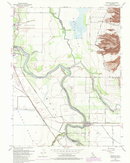 Classic USGS Meridian California 7.5'x7.5' Topo Map Image
