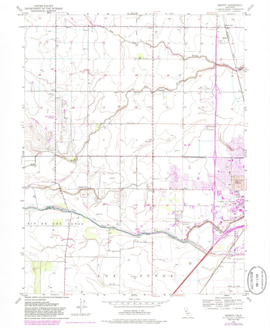 Classic USGS Merritt California 7.5'x7.5' Topo Map Image