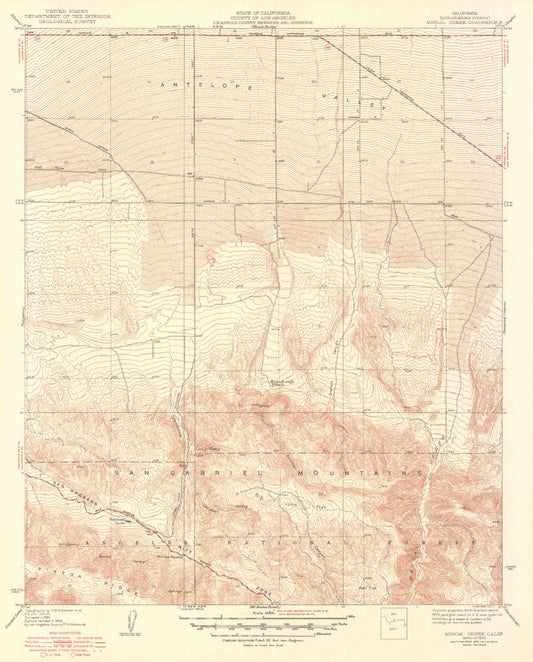 Classic USGS Mescal Creek California 7.5'x7.5' Topo Map Image