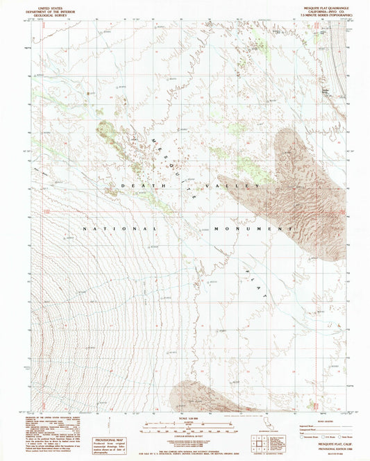 Classic USGS Mesquite Flat California 7.5'x7.5' Topo Map Image