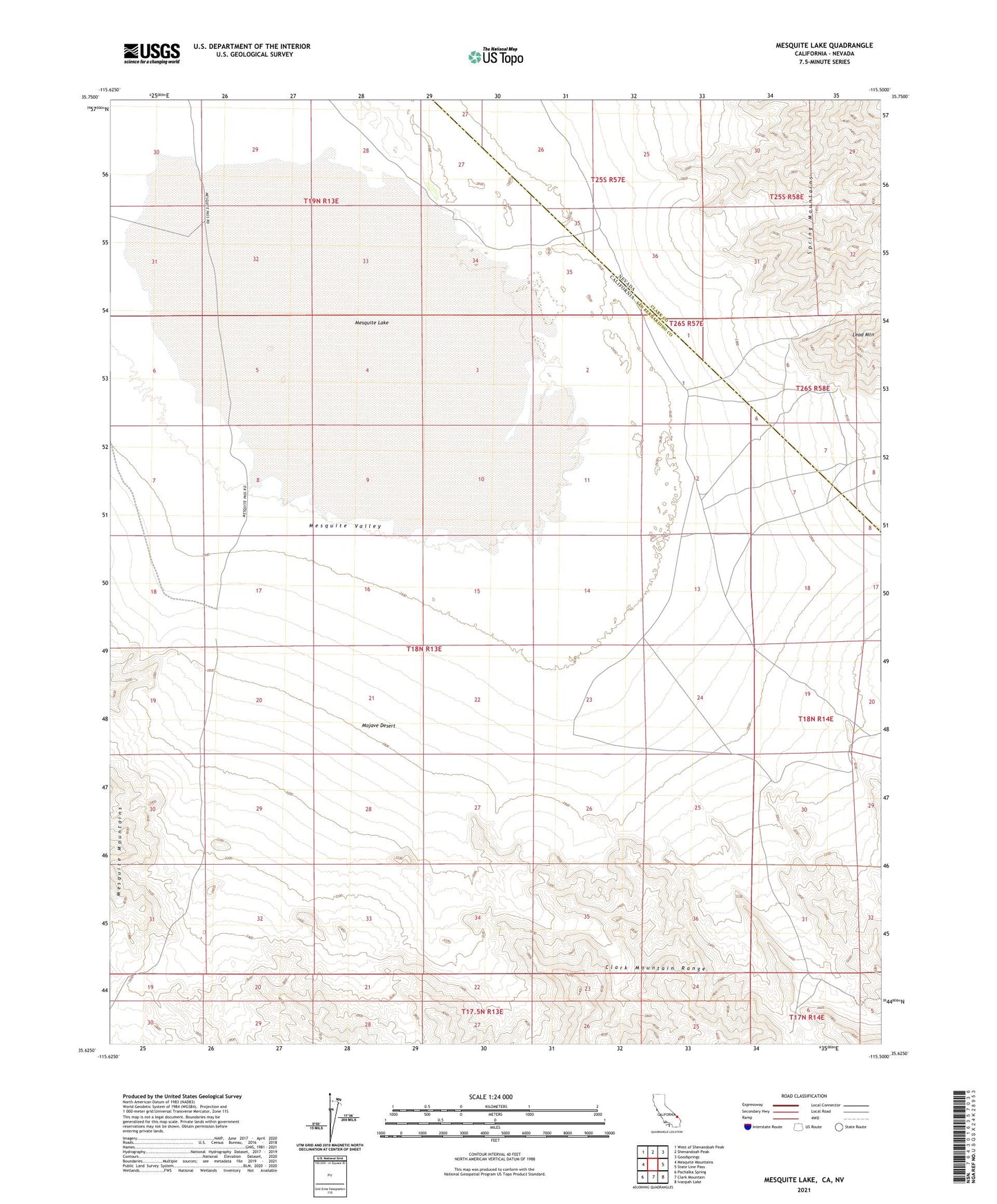 Mesquite Lake California US Topo Map Image