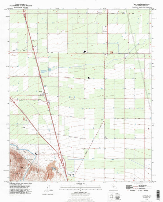 Classic USGS Mettler California 7.5'x7.5' Topo Map Image